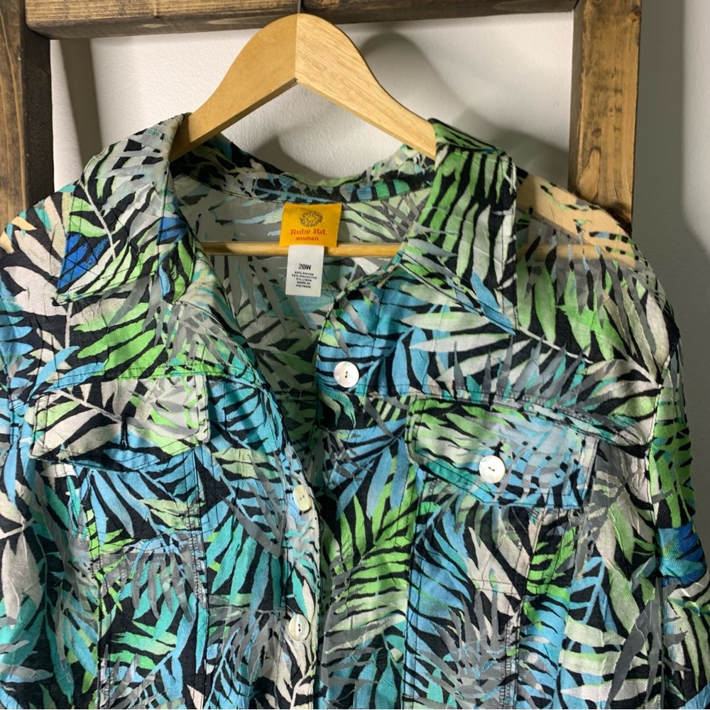Ruby Rd Tropical Leaf Print Jacket - Picture 2 of 7